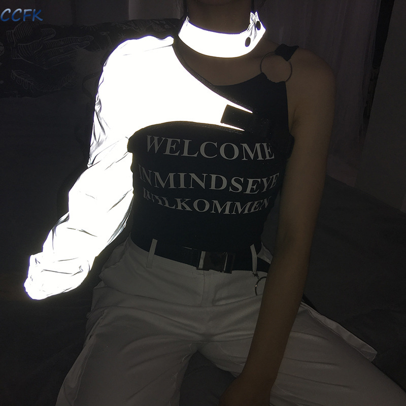 Women'S Emo Accessories - Y2k Ästhetischen Reflektierende Frauen Techwear Top