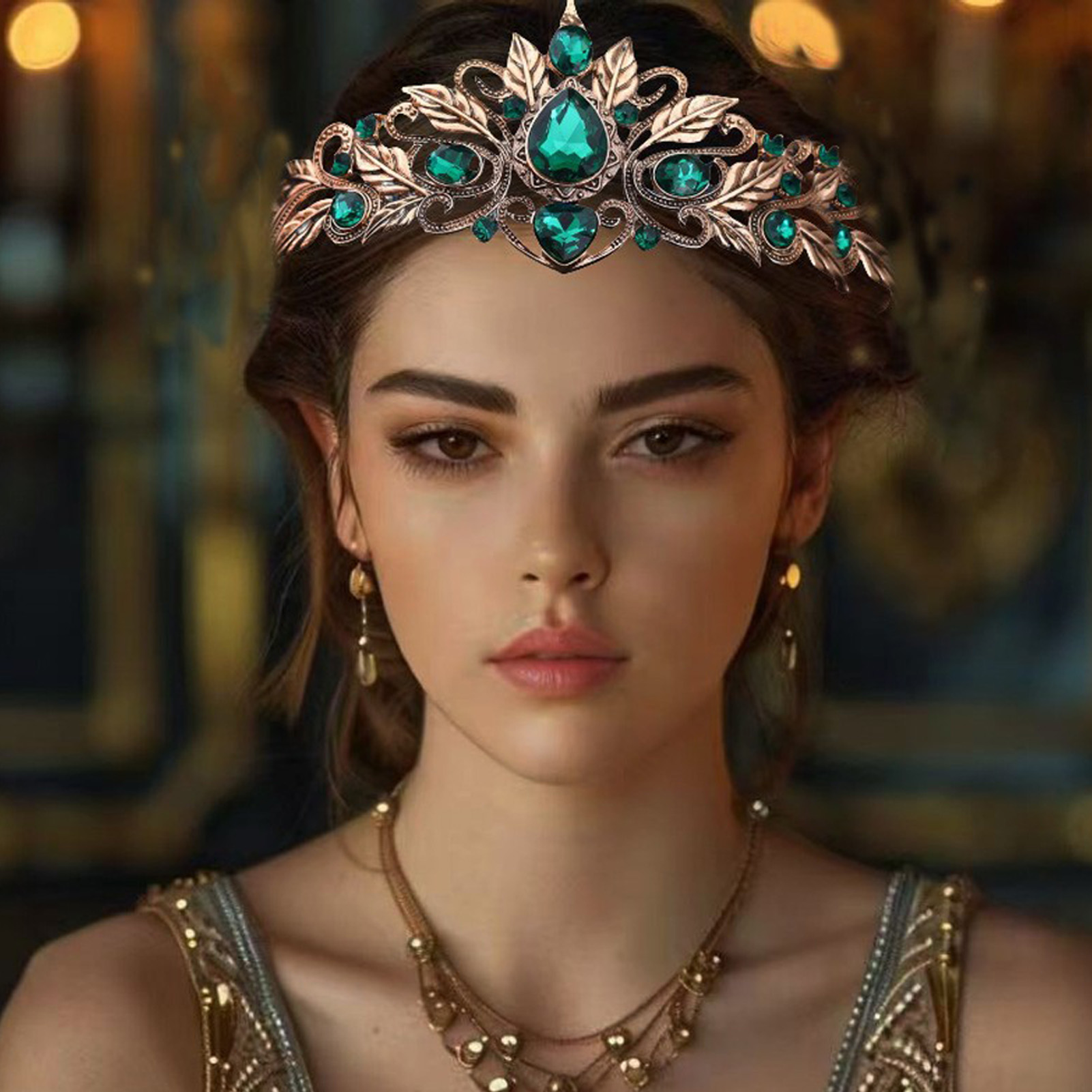 Women'S Hair Accessories Wedding - Barocke runde Tränenform-Haarkrone mit Kristall-Strass für