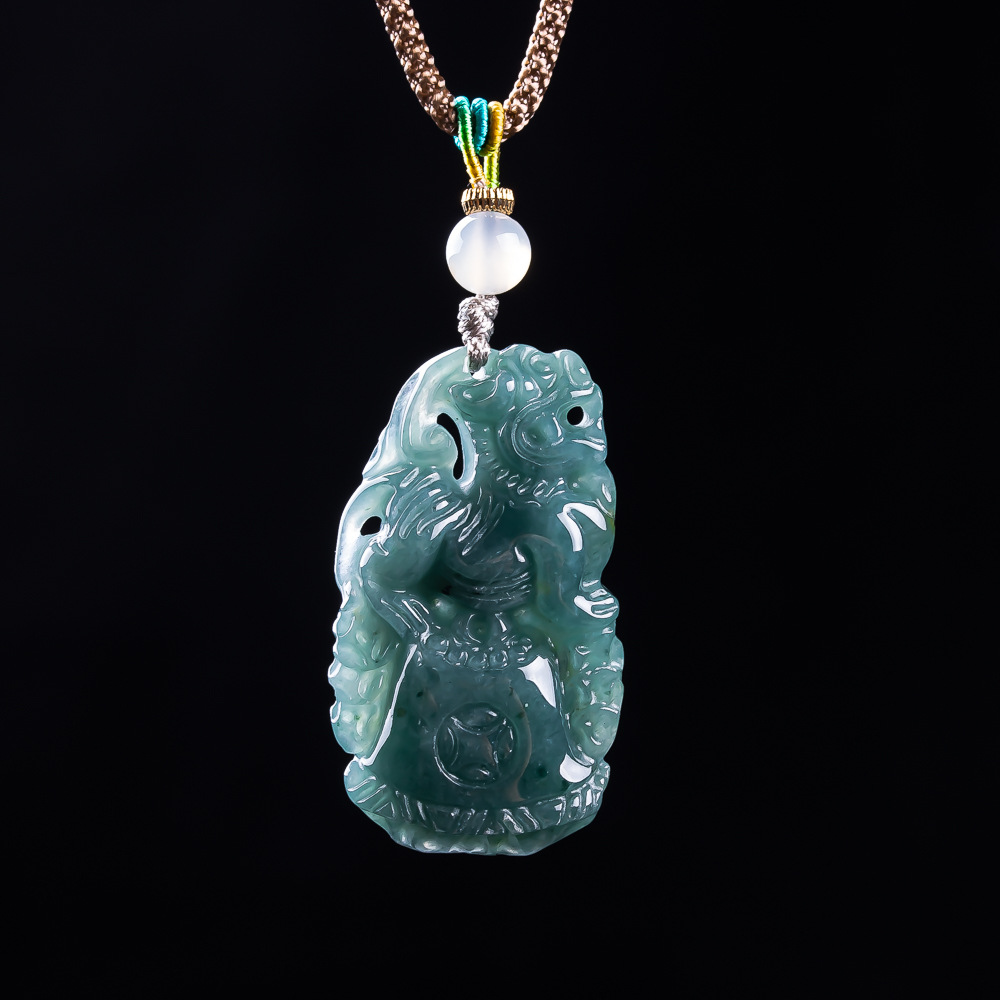 Women'S Vintage Accessories - Burmesischer Jadeit Pixiu Anhänger Designer Edelstein