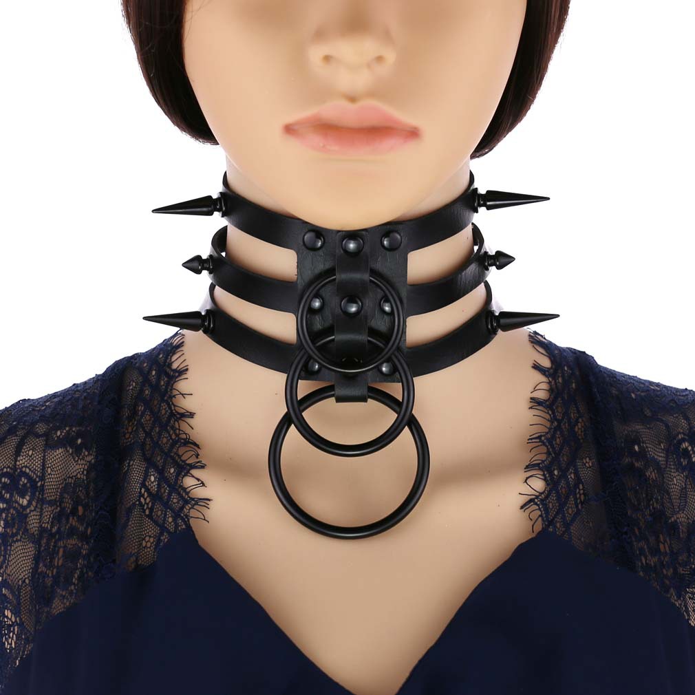 Women'S Emo Accessories - Mode Frauen Männer Schwarz Niet Leder
