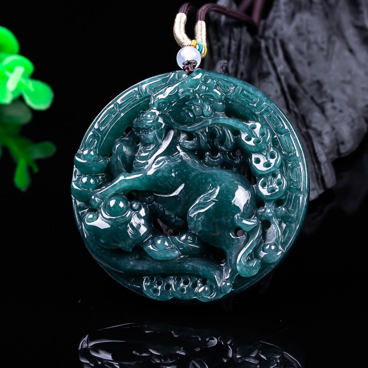 Women'S Vintage Accessories - Burmesischer Jadeit-Drachenanhänger, Edelstein, echter Jade, Geschenke