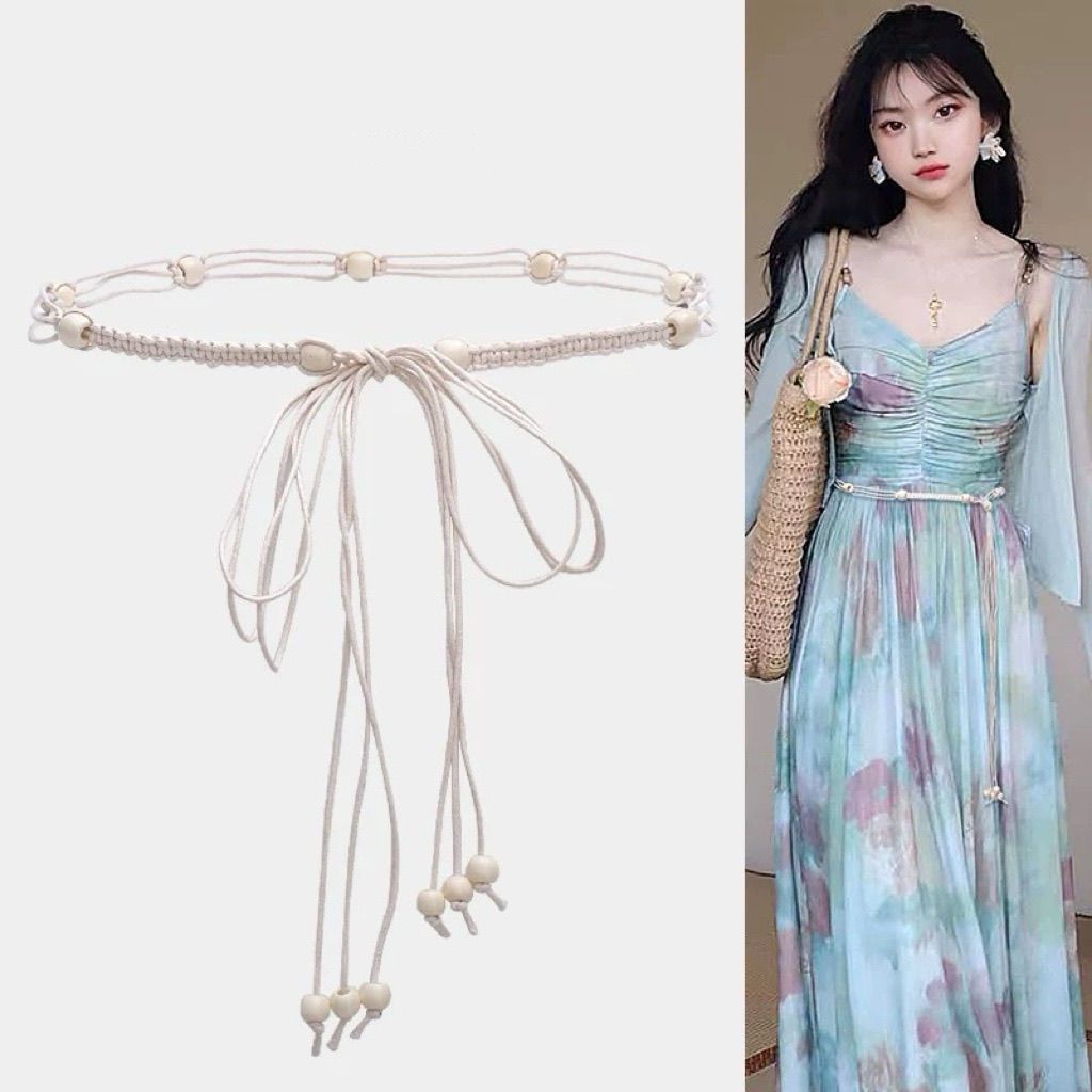 Women'S Vintage Accessories - Boho Perlenbesetzter Geflochtener Taillengürtel für Kleider