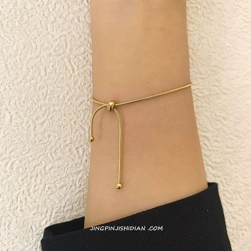 Women Accessories Drawing - Meyrroyu Edelstahl Gold Farbe Kordel zug