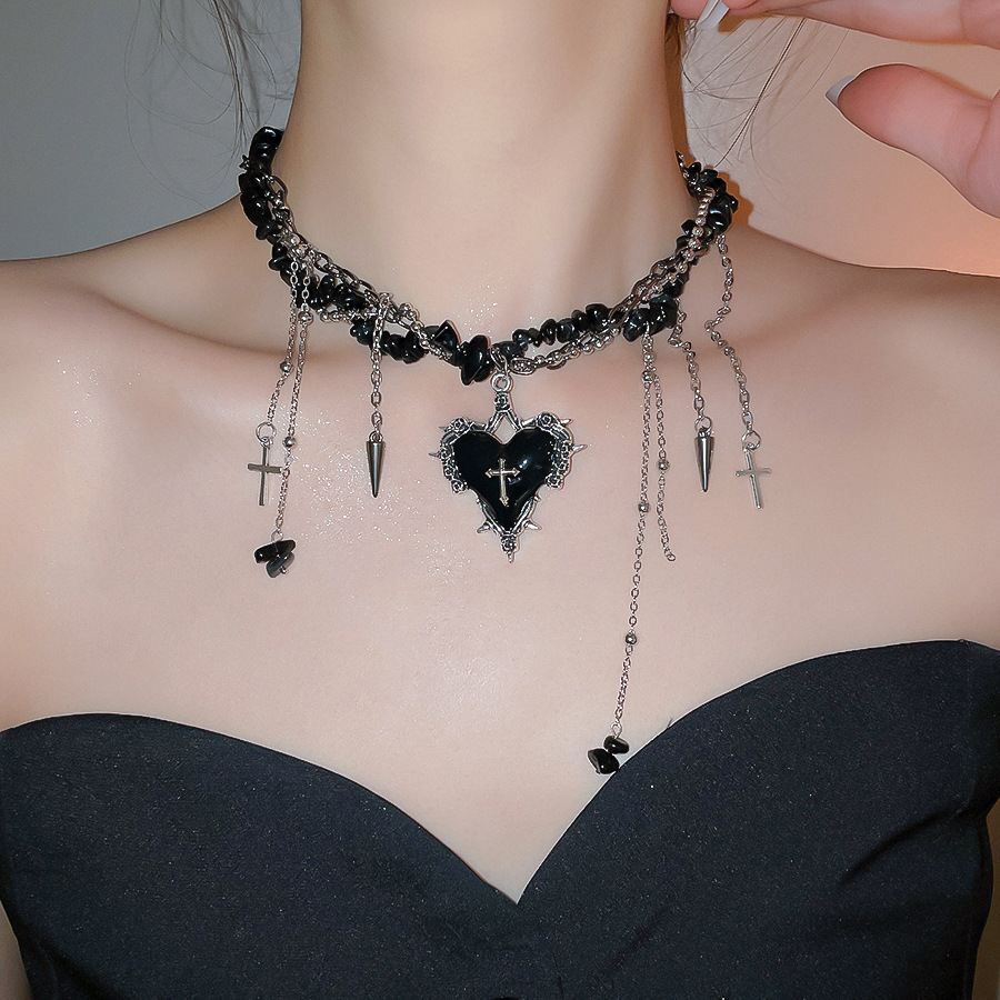 Goth Vintage Y2K Dunkelrotes H – Women'S Emo Accessories Bewertung und Preis