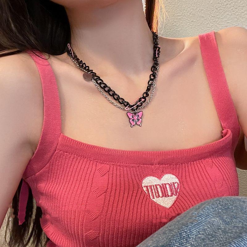 Vintage y2k rosa Pin Perlen Ch – Women'S Emo Accessories Bewertung und Preis